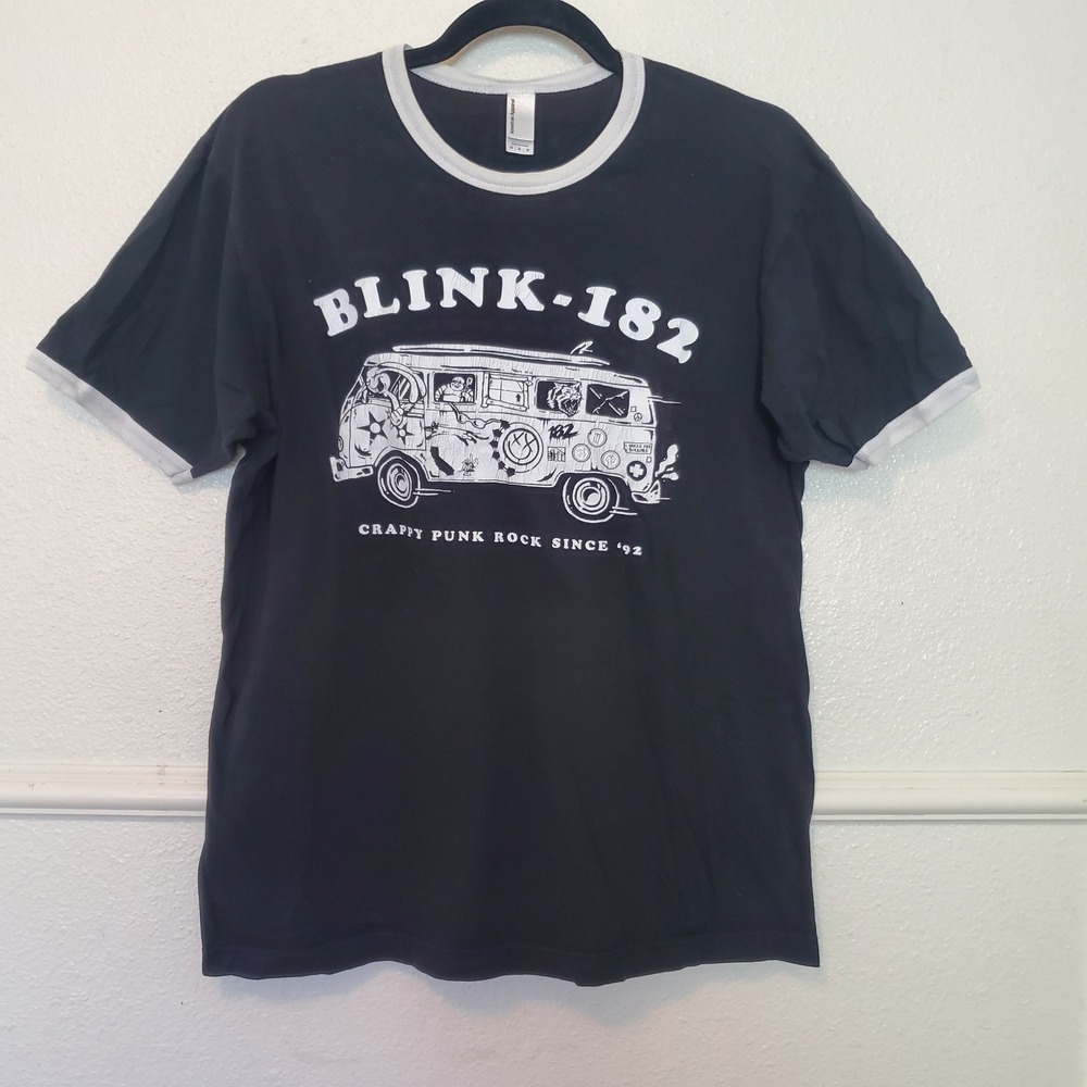 Blink-182 Crappy Punk Rock Since 92 Ringer T-Shirt American Apparel Black Medium